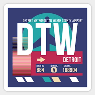 Detroit, Michigan (DTW) Airport Code Baggage Tag Magnet